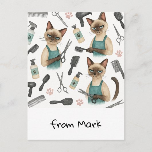 Kattenkapper briefkaart (Voorkant)
