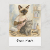 kattenkapper briefkaart (Voorkant)