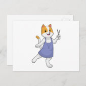 Kattenkapsalon met schaar briefkaart (Voorkant / Achterkant)