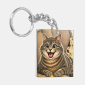 Kattenkarikatuur sleutelhanger (Voorkant Links)