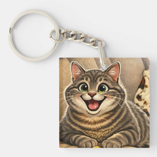 Kattenkarikatuur sleutelhanger (Voorkant)