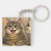 Kattenkarikatuur sleutelhanger (Achterkant)
