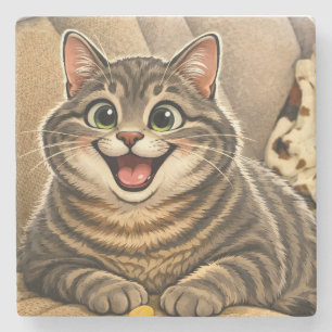 Kattenkarikatuur stenen onderzetter