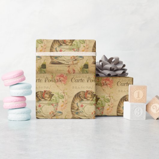  kattenkattenhuisje, stijlvolle kattenretro cadeaupapier (Baby Shower)