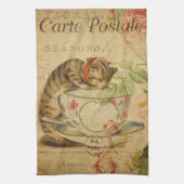 kattenkattenhuisje, stijlvolle kattenretro theedoek (Verticaal)