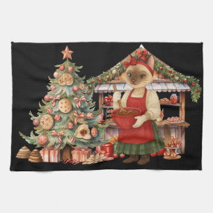 Kattenkerst thema in de bakkerij theedoek