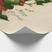 Kattenkerst Vrolijk Holly Kitten Antiek Kunst Cadeaupapier (Hoek)