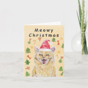 Kattenkerstkaart boze maar schattige kat kaart