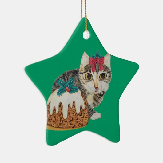 kattenkeukentafeltje om te kotsen op kerst keramisch ornament (Rechts)