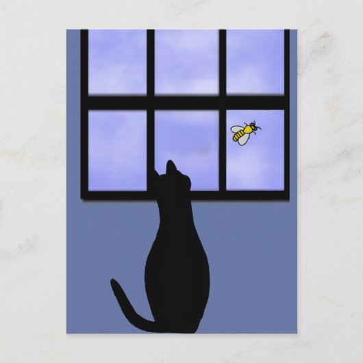 Kattenkijkende hommel briefkaart (Voorkant)