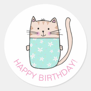 Kattenkitten Gefeliciteerd Ronde Sticker
