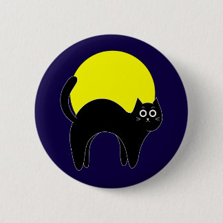 Kattenknop met volle maan Halloween Ronde Button 5,7 Cm