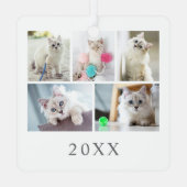 Kattenknuffelfoto Kerstmis Metalen Ornament (Achterkant)