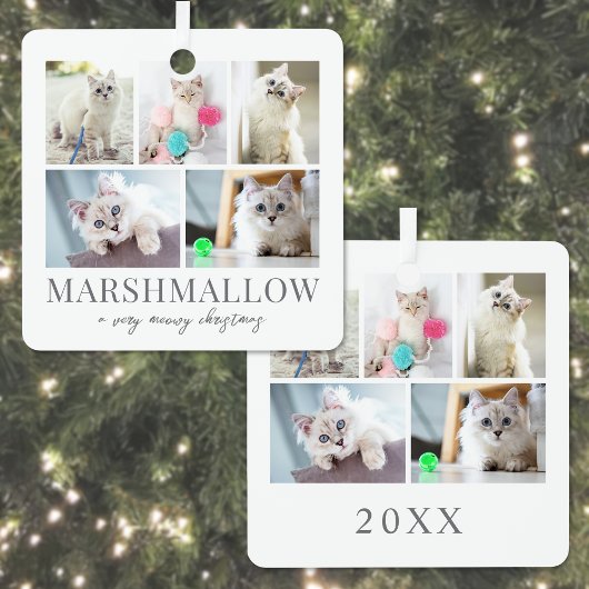 Kattenknuffelfoto Miauwe Kerstmis Metalen Ornament