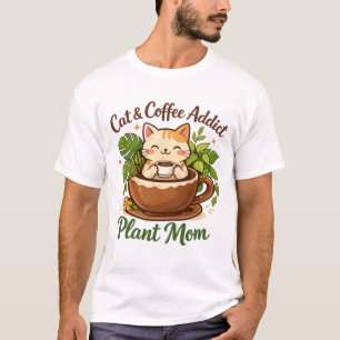 Kattenkoffie en Planten Kunstwerk T-shirt
