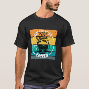 Kattenkoffie sigaret ochtendroutine humor krant t-shirt