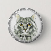 kattenkop ronde button 5,7 cm (Voorkant)