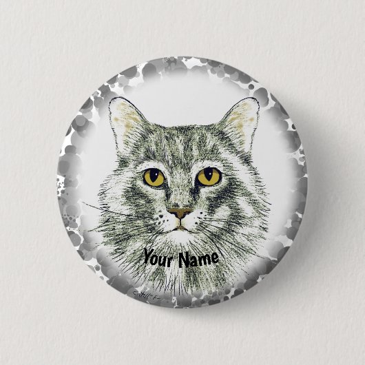 kattenkop ronde button 5,7 cm (Voorkant)