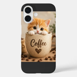 Kattenkopje in Koffiekopje Charme iPhone 16 Hoesje