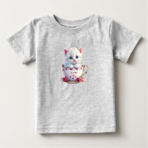 Kattenkopje in Roze Bloemen Beker Baby T-Shirt