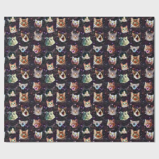 Kattenkoppen in het Buitenruimte Funny Galaxy Patt Cadeaupapier (Vlak)