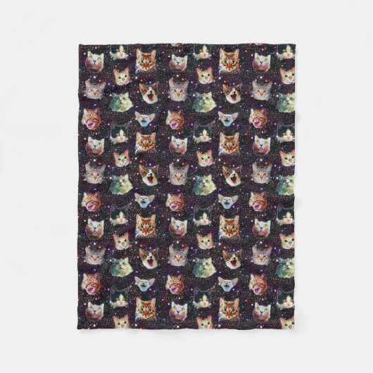 Kattenkoppen in het Buitenruimte Funny Galaxy Patt Fleece Deken (Voorkant)