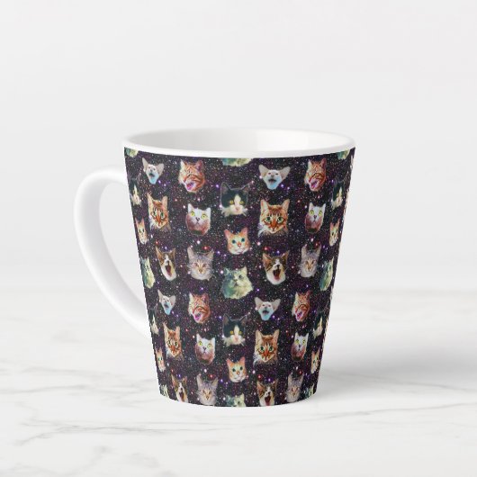 Kattenkoppen in het Buitenruimte Funny Galaxy Patt Latte Mok (Linkerhoek)