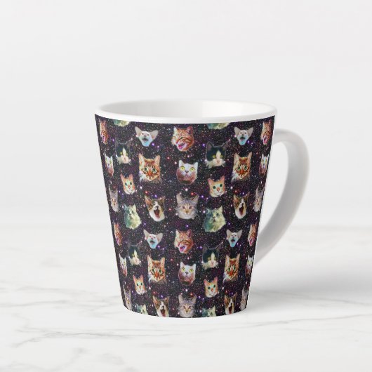 Kattenkoppen in het Buitenruimte Funny Galaxy Patt Latte Mok (Rechterhoek)
