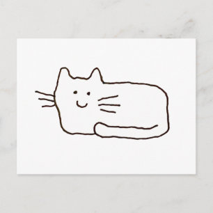 Kattenkrabbel Cartoon Lijntekening  Briefkaart