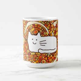 Kattenkrabbel Cartoon Lijntekening Koffiemok