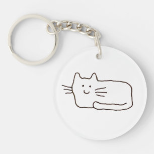 Kattenkrabbel Cartoon Lijntekening  Sleutelhanger