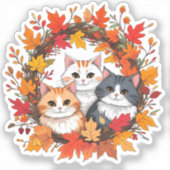 kattenkrans in de herfst sticker (Voorkant)