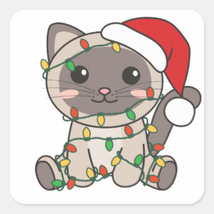 Kattenkruid, kruidenierskruis, kat-kerstwinterdier vierkante sticker