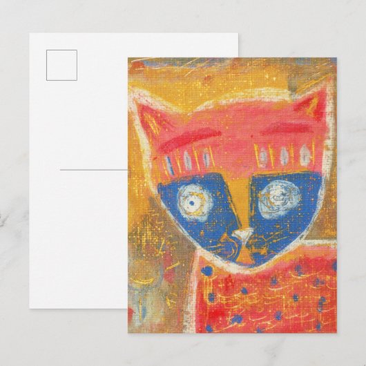 Kattenkunst primitief briefkaart (Voorkant / Achterkant)