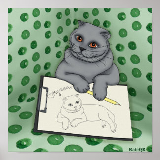 Kattenkunstenaar. Mijn miauw Poster