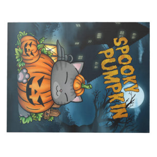 Kattenliefhebber Halloween Kat Pompoen Notitieblok