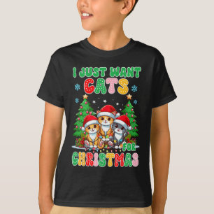 Kattenliefhebber Kat Mama Kerst Kerstmis Ik wil Ka T-shirt