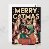 Kattenliefhebber Kerst Grappige Vintage Briefkaart (Voorkant / Achterkant)