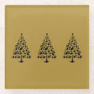 Kattenliefhebber Kerstboom 1 Glazen Onderzetter