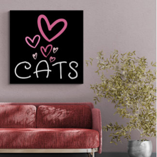 Kattenliefhebber met roze liefdesharten canvas afdruk