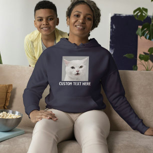 Kattenliefhebber Navy Blauwe Witte Tekst Huisdier  Hoodie