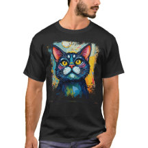 Kattenliefhebber T-shirt - abstractie van kunstwer