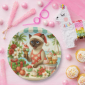 Kattenliefhebber van Kerstmis in juli Vakantiethem Papieren Bordje (Feest)