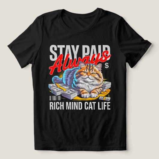 Kattenliefhebber Vrouwen Grappig Rijk Geld Stapel  Tri-Blend Shirt (Design voorkant)