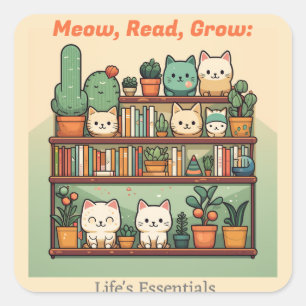 Kattenliefhebbers & Boekenliefhebbers & Plant lief Vierkante Sticker