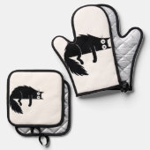 Kattenliefhebbers cadeau per Oven Mitt & Pot Holde Ovenwant & Pannenlap Set (Voorkant / Achterkant)
