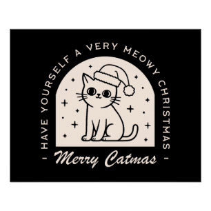 Kattenliefhebbers grappige kerstwensen zwart perfect poster