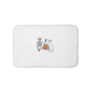 Kattenliefhebbers Halloween Funny Skeleton en Cat Badmat