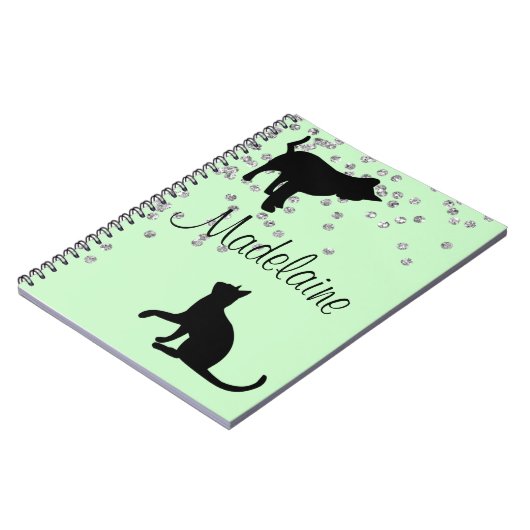 Kattenliefhebbers Modern Mint Green Spots Persoonl Notitieboek (Linkerzijde)