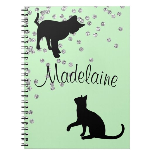 Kattenliefhebbers Modern Mint Green Spots Persoonl Notitieboek (Voorkant)